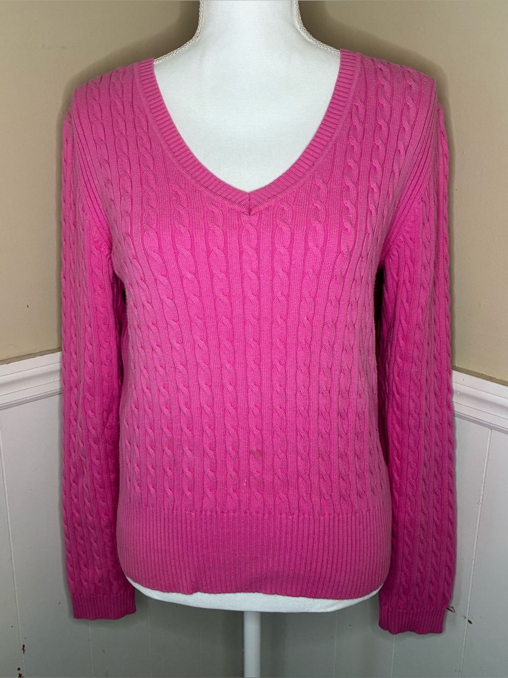 Vintage Tommy Hilfiger Pink Cable Knit Sweater Large